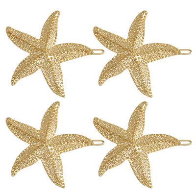AUEAR, 4 Pack Starfish Hair Clips Bridal Hairpin Metal Pins Sea Star Clip Pretty Beach Pin for Wedding Women Barrettes Styling Mermaid Accessories Valentine&#39;s