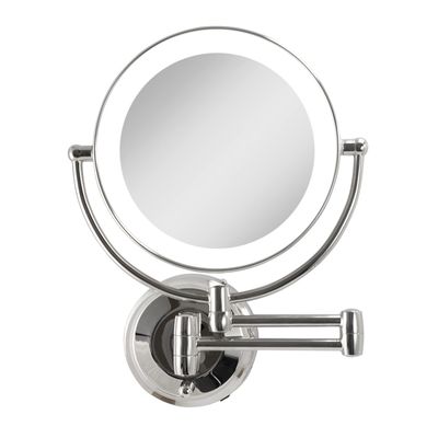 Zadro 11&quot; LED Wall Mounted Makeup Mirror 5X/1X Shaving Mirror Cordless or Battery Operated Vanity Mirrors for Wall (Large | 5X/1X | 11&quot; x 14.5&quot;, Chrome)