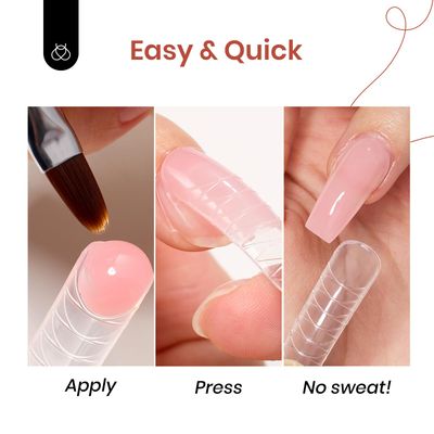 Beetles Poly Nail Extension Gel Kit, 4 Colors Pink White Poly Nail Gel Builder Sheer Pink Nail Gel Clear Nail Art Kit with Poly Brush & Slip Solution Nail Salon All In 1 Kit Valentine's Gift for Women