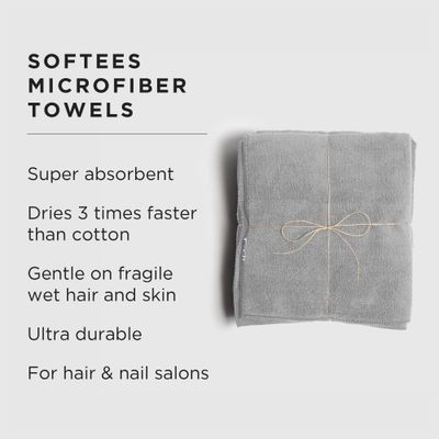 Fromm Softees Microfiber Salon Hair Towels for Hairstylists, Barbers, Spa, Gym in Grey, 16" by 29", 10 count Perfect Hair Care Towel for Drying Curly, Long, Wavy Hair