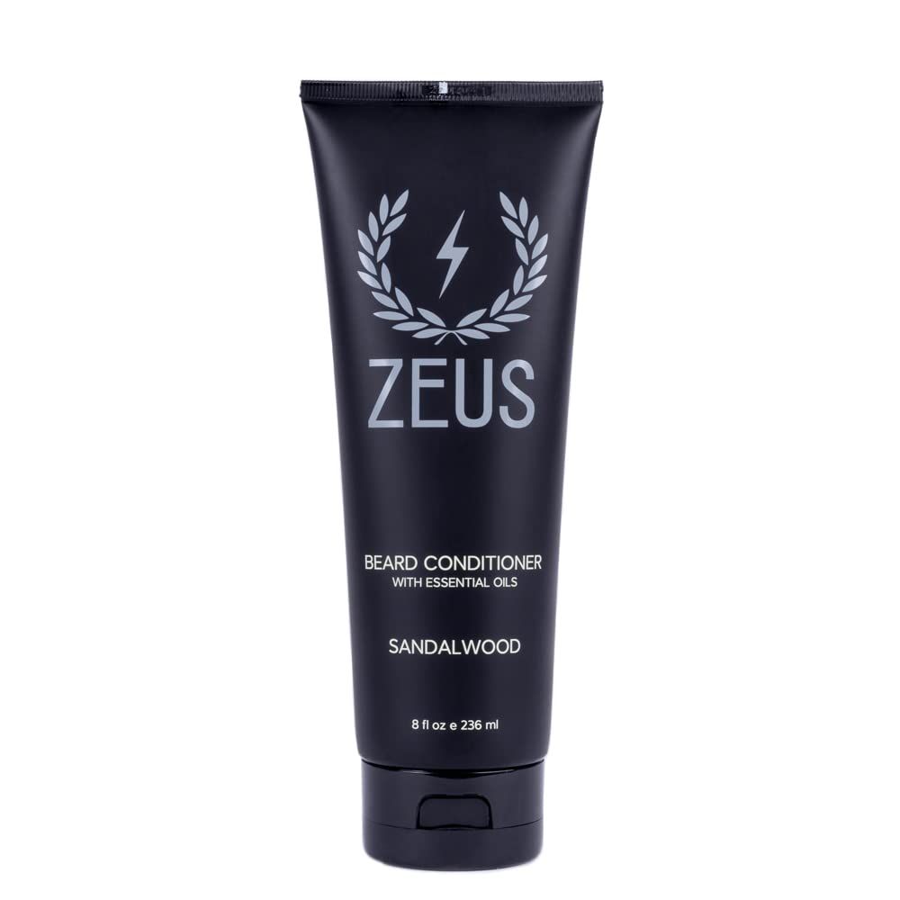 ZEUS Beard Conditioner Wash, Cleansing &amp; Moisturizing Beard Wash with Green Tea &amp; Natural Ingredients to Soften Beard - 8 oz. (Made in USA) Sandalwood