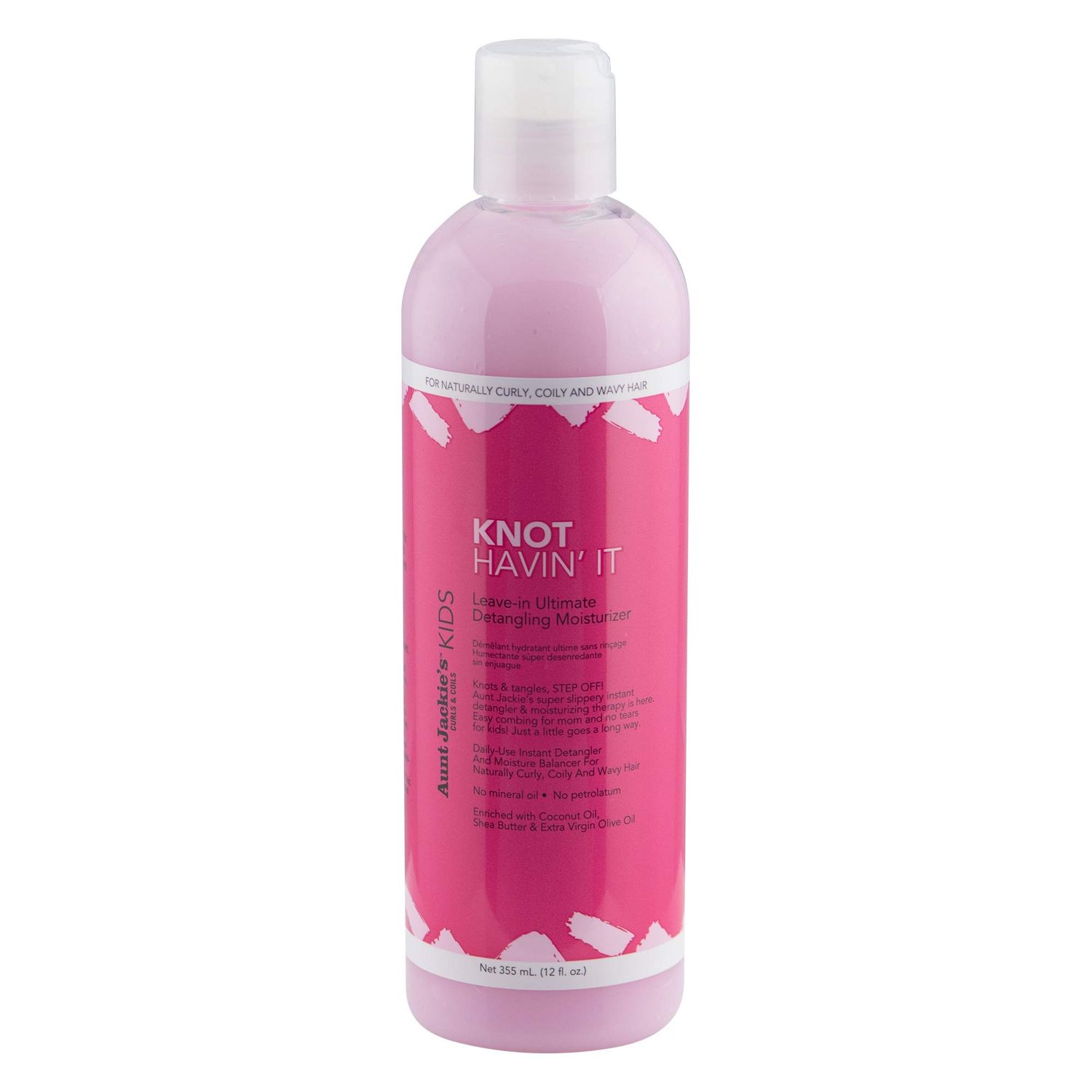 Aunt Jackie&#39;s Kids Knot Havin&#39; It Leave-In Ultimate Detangling Hair Moisturizer for Naturally Curly, Coily and Wavy Hair, 12 oz