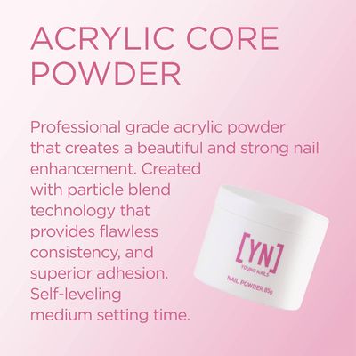 Young Nails Acrylic Core Powder - Self-Leveling Acrylic Nail Powder, Clear Nude Pink White Acrylic Powder for Nail Extenstion, Professional Grade, Superior Adhesion, Color - XXX Pink, 85gs