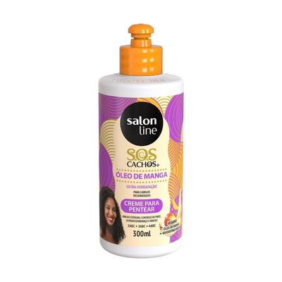 Salon Line - Linha SOS Cachos (Oleo de Manga) - Creme para Pentear 300 Ml - (SOS Curls (Mango Oil) - Combing Cream 10.14 Fl Oz)