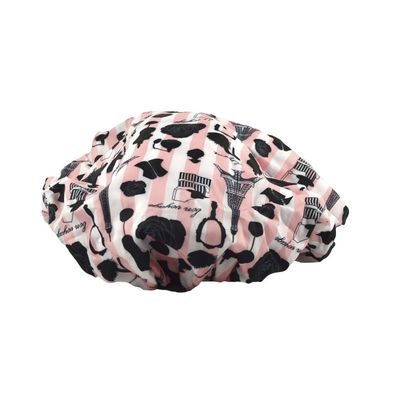 Reusable Nylon Shower Cap &amp; Bath Cap, Reversible Oversized Waterproof Shower Caps Large Designed for all Hair Lengths w Terry Lining &amp; Elastic Band Stretch Hem Hair Hat - Socialite Boudoir