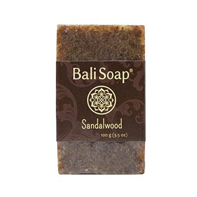 Bali Soap - Sandalwood Natural Soap - Bar Soap for Men &amp; Women - Bath, Body and Face Soap - Vegan, Handmade, Exfoliating Soap - 3 Pack, 3.5 Oz each