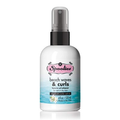 Spoolies Beach Waves &amp; Curls, Leave-in Curl Enhancer - for wet or dry hair treatment, with essential oils. Safe for color-treated hair, Condensed, Made in USA