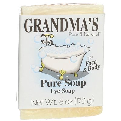 Grandma&#39;s Pure Lye Soap Bar, Unscented Face &amp; Body Wash Cleans with No Detergens, Dyes &amp; Fragrances - 60018, Pack of 2