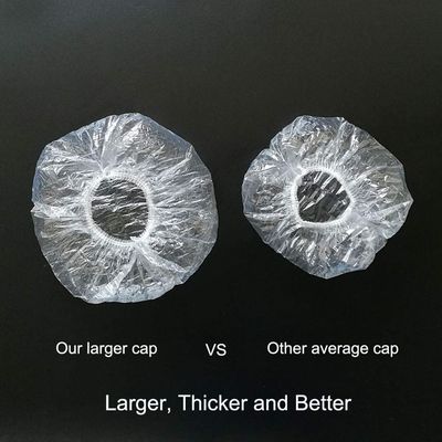 Disposable Shower Caps 100 pack, Larger Bigger Thick Plastic Waterproof Hair Processing Caps For Women Girls Men, SPA, Hair Salon, Hotel, Travel, Bath Hair Cap Multi-use - Clear Transparent by MrSunix