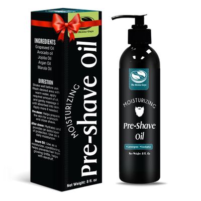The Henna Guys 8 fl. Oz, Lemongrass &amp; Eucalyptus Pre Shave Oil for Men, Premium Pre Shave Oil, Excellent Shaving oil for Men, Prepares for a burns free Shave, Works with Straight or Safety Razor