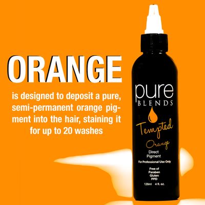 Pure Blends Tempted Orange Semi Permanent Direct Hair Dye Pigment | Stain With Vivid Tones | For Color Treated Hair | Keratin Infused &amp; Cruelty Free | Sulfate, Sodium Chloride, PPD &amp; Paraben Free