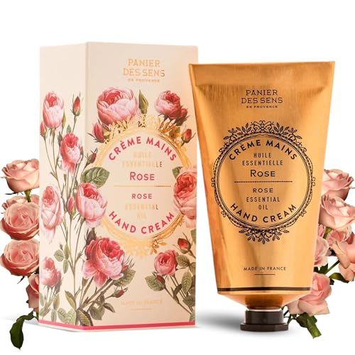 Panier des Sens - Hand Cream for Dry Cracked Hands - Rose Hand Lotion with Shea Butter &amp; Olive Oil - Vitamin E Skin Moisturizer with 97% Natural Ingredients - Made in France, 2.5 fl oz