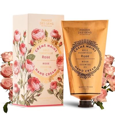 Panier des Sens - Hand Cream for Dry Cracked Hands - Rose Hand Lotion with Shea Butter &amp; Olive Oil - Vitamin E Skin Moisturizer with 97% Natural Ingredients - Made in France, 2.5 fl oz