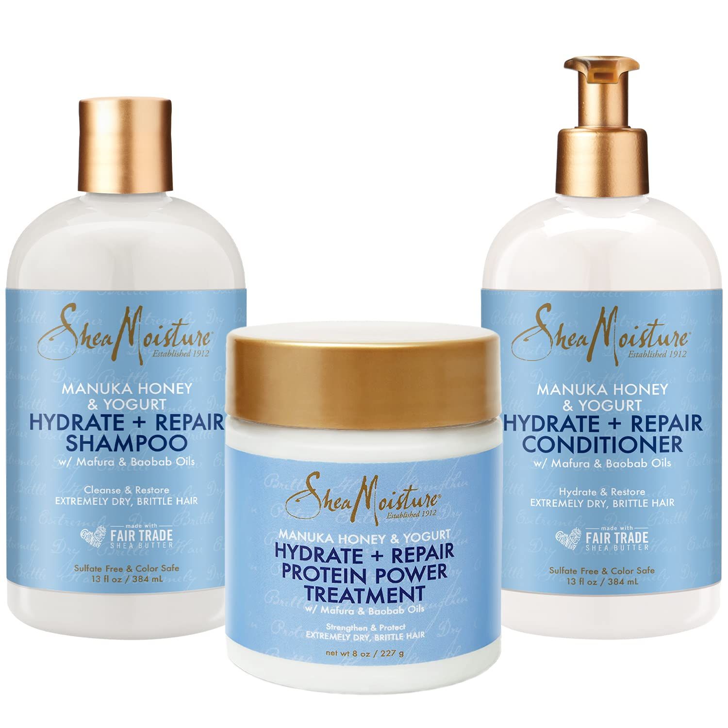 SheaMoisture Manuka Honey &amp; Yogurt Hydrate+Repair Shampoo - Sulfate, Paraben, Silicone Free, Moisturizing Shampoo for Damaged Hair, 1.329 kg
