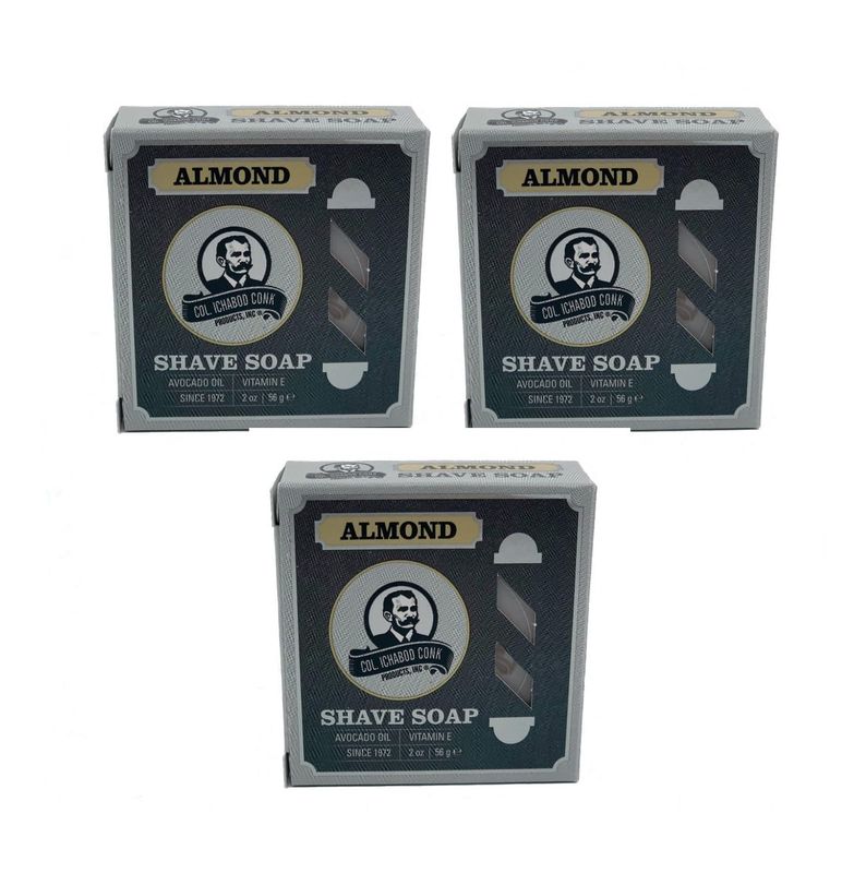 Col. Conk World's Famous Shaving Soap, Almond 3 - Pack Each Net Weight 2.25 Oz by Colonel Conk