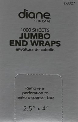 Diane by Fromm Jumbo End Wraps - Pack of 1000 Wraps for Styling Hair in Salon or at Home - Large - 2.5 x 4 - White - D8327