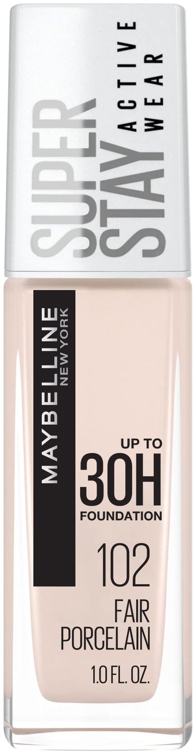 Maybelline Super Stay Full Coverage Liquid Foundation Active Wear Makeup, Up to 30Hr Wear, Transfer, Sweat &amp; Water Resistant, Matte Finish, Fair Porcelain, 1 Count