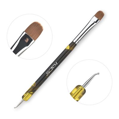 Rolabling 2-Way French Tip Brush Kolinsky Sable Gel Nail Brush for French Tip with Dotting Tool Manicure Design Nail Art Tool Suitable for Nail Drawing and DIY at Home (C00025)