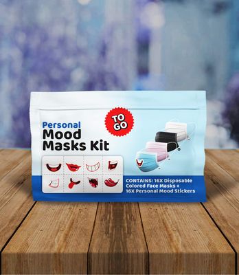 Adult Face Masks +Personal Mood Stickers Kit. 16 (3-ply) Disposable Masks in 4 Colors &amp; 16 Assorted Fun &amp; Funny Stickers. Personalize your mask! Convenient, re-sealable bag. (Black Lives Matter)