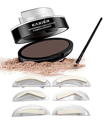 Moakxer Eyebrow Powder,Waterproof Eyebrow Stamp Powder Seal Perfect Nature Eye Brow Powder Tinting Coloring Kit Delicate Shape (201# Dark Brown)
