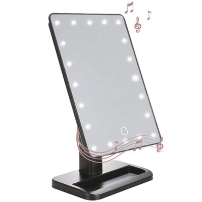 Aduro Vanity Mirror Makeup Mirror With Lights And Wireless Speaker, U-Reflect Beauty LED Wireless Swivel Smart Home Audio Mirror With Tray (Black)