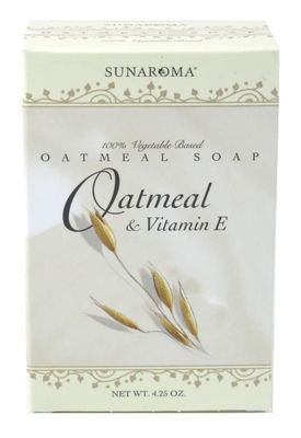 SUNAROMA Oatmeal Soap with Vitamin E (4.25 oz) - 100% Vegetable Based Soap - Great for Sensitive or Eczema Prone Skin - Made in the USA, Sulfate Free