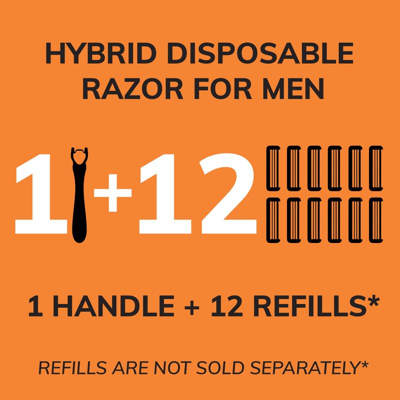 BIC Comfort 3 Refillable Three-Blade Disposable Razors for Men, Sensitive Skin Razor for a Comfortable Shave, 1 Handle and 12 Cartridges With 3 Blades, 13 Piece Razor Kit