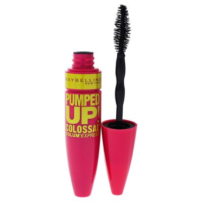 Maybelline Volum&#39; Express Pumped Up Colossal Mascara, Washable Formula Infused with Collagen for Up To 16x Lash Volume, Glam Black, 1 Count