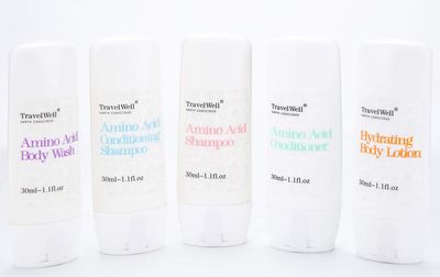 Travel Well Hotel Shampoo and Conditioner Supplies for Guests 2 in 1, 1.0 Fl Oz/30ml, Individually Wrapped 200 Bottles per Box | Travel Size Toiletries | Hotel Toiletries Bulk Set