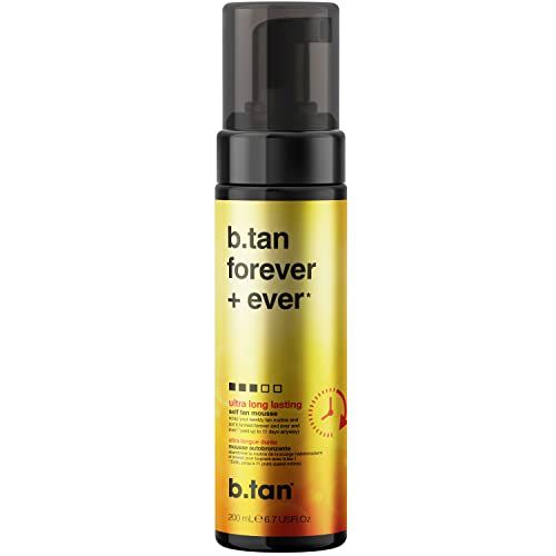 b.tan Ultra Long Lasting Self Tanner | Forever &amp; Ever - Lasts Up to 11 Days, Fast Self Tanning, 1 Hour Sunless Tanner Mousse, No Fake Tan Smell, No Added Nasties, Vegan, Cruelty Free, 6.7 Fl Oz