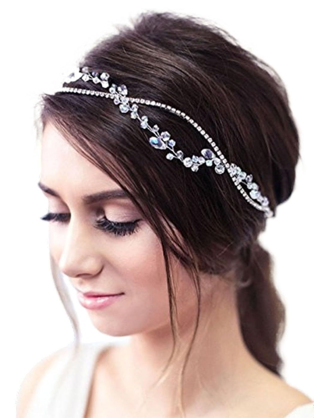Yean Crystal Bride Wedding Hair Vine Silver Rhinestone Wedding Hair Accessories Bridal Hair Piece for Women and Girls