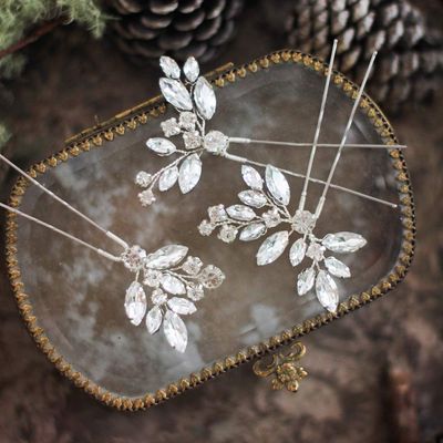 JAKAWIN Crystal Bride Wedding Hair Pins Silver Rhinestone Hair Piece Bridal Hair Jewelry Accessories for Women HP130 (Silver)