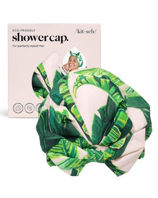 Kitsch Luxury Shower Caps for Women Reusable Waterproof - Large Shower Cap for Women and Men, Non-slip, Quick-dry Hair Cap for Long &amp; Short Hair, Comfortable and Stylish Design - Palm Leaves