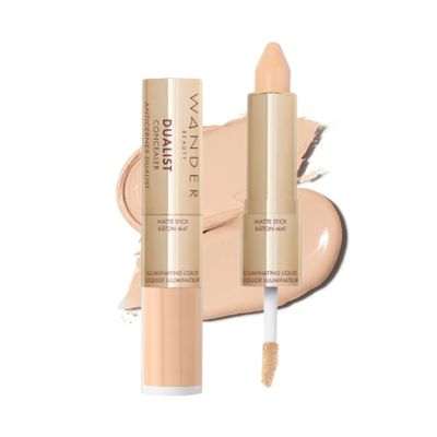 Wander Beauty Dualist Matte and Illuminating Concealer Makeup - Fair - Dual-Ended Matte Concealer Stick + Liquid Concealer - Full Coverage Concealer Brightens, Firms, &amp; Hydrates Under Eyes -0.28 fl oz