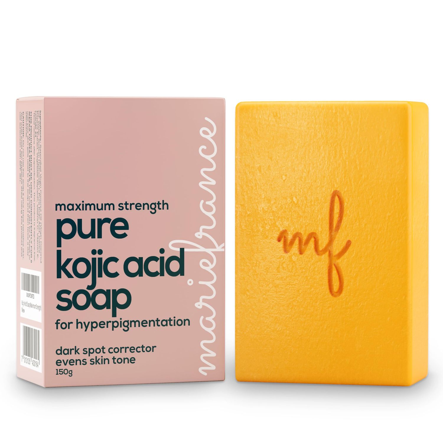 Pure Kojic Acid Soap for Hyperpigmentation, Dark Spots &amp; Skin Brightening with Papaya Extract, Vitamin C &amp; E - Maximum Strength, Fragrance-free, 5.3 oz
