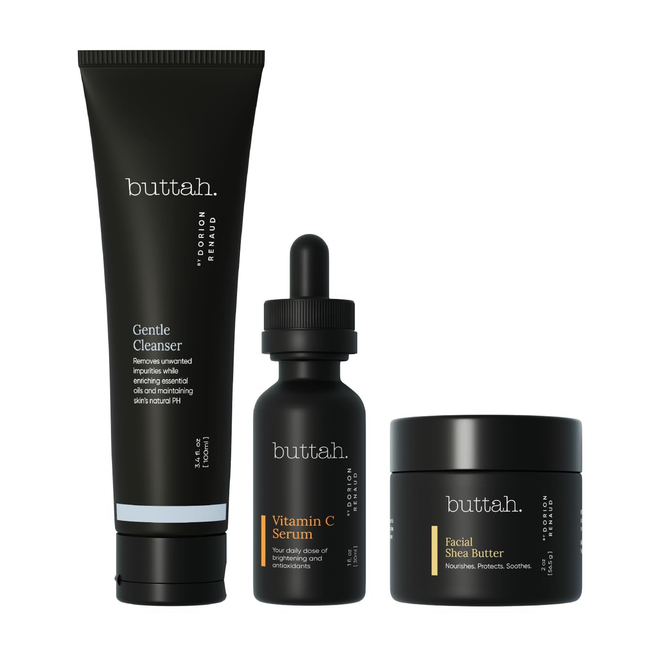 Buttah Skin by Dorion Renaud Complete Melanin-Rich Skin Care Kit | Shea Butter, Vitamin C Serum, Facial Cleanser | Organic &amp; Natural | Black-Owned