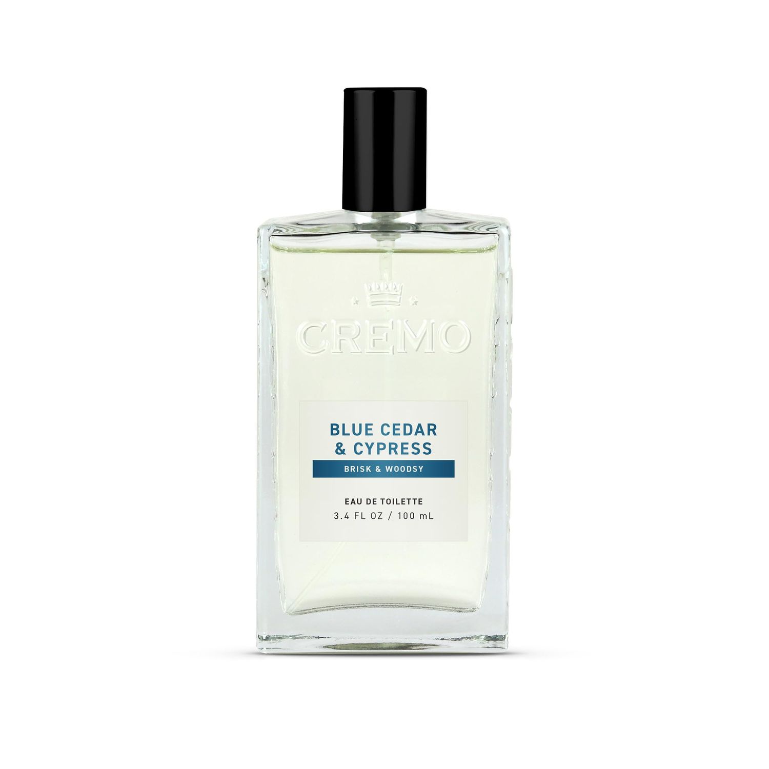 Cremo Cologne for Men - Blue Cedar &amp; Cypress Mens Cologne Spray- A Woodsy Scent with Notes of Lemon Leaf, Cypress and Cedar, Fragrances For Men, 3.4 Fl Oz