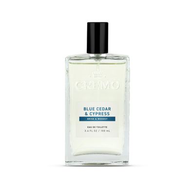 Cremo Cologne for Men - Blue Cedar &amp; Cypress Mens Cologne Spray- A Woodsy Scent with Notes of Lemon Leaf, Cypress and Cedar, Fragrances For Men, 3.4 Fl Oz
