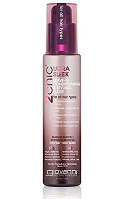 GIOVANNI 2chic Ultra-Sleek Leave-In Conditioning &amp; Styling Elixir - Phyto-Keratin &amp; Argan Oil, Anti-Frizz Formula, Coconut, Shea Butter, Pro-Vitamin B5, Color Safe, Paraben Free - 4 oz
