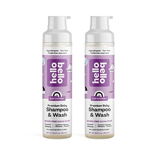 Hello Bello Extra Gentle Shampoo &amp; Body Wash I Tear Free, Hypoallergenic and Pediatrician Tested Plant Based Formula for Babies and Kids I Lavender Scent I 20 FL Oz (2 Packs of 10oz)