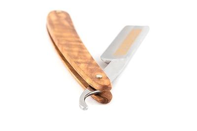 DOVO Inox Straight Razor with Olive Wood Handle 5/8 Inch, 10 g.