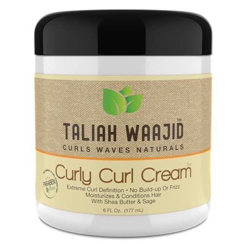 Taliah Waajid Curls Waves Natural - Curly Curl Cream | Extreme Curl Definition Hair Styling Gel | No Build-up or Frizz | 100% Paraben Free | Shea Butter &amp; Sage - 6oz - 3Pack