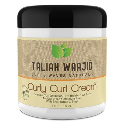 Taliah Waajid Curls Waves Natural - Curly Curl Cream | Extreme Curl Definition Hair Styling Gel | No Build-up or Frizz | 100% Paraben Free | Shea Butter &amp; Sage - 6oz - 3Pack