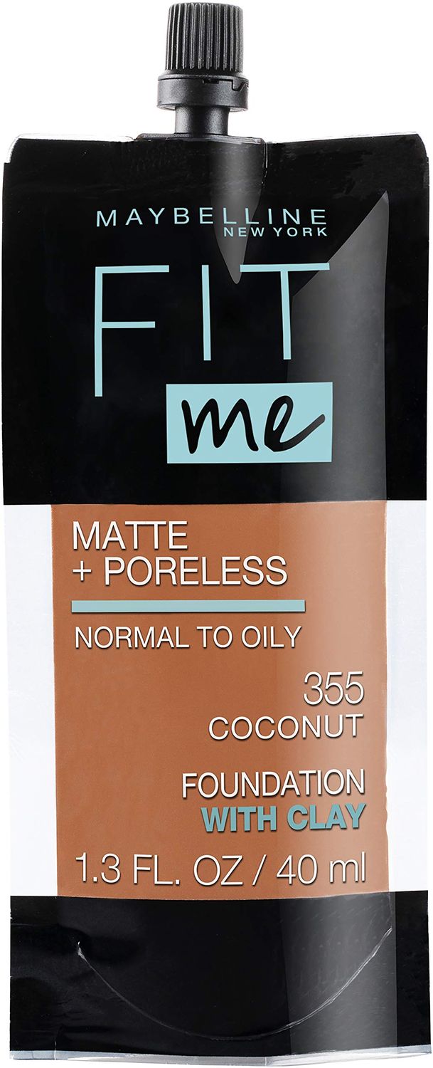 Maybelline New York Fit Me Matte + Poreless Liquid Foundation, Pouch Format, 355 Coconut, 1.3 Ounce