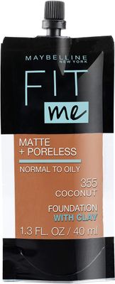Maybelline New York Fit Me Matte + Poreless Liquid Foundation, Pouch Format, 355 Coconut, 1.3 Ounce