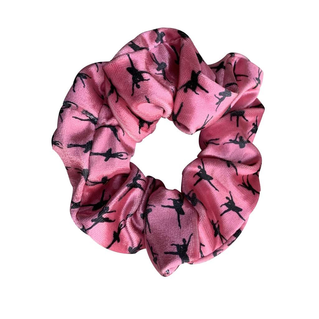 Pink Dance Scrunchie, Girls Hair Accessory with Dancer Silhouette Design, Durable Ballet Elastic Hair Tie, Gift for Recitals &amp; Ballerinas