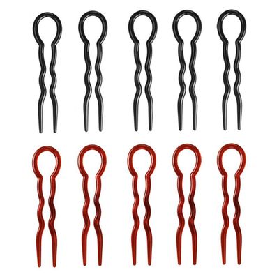 30 Pcs Large Plastic U shaped Grip Hair Pins Fast Spiral Twist Styling Clip Pin for Women Girls (Black &amp; Brown)