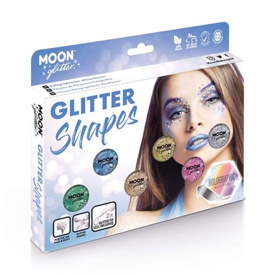 Moon Glitter Holographic Glitter Shapes 100% Cosmetic Glitter for Face, Body, Nails, Hair and Lips - 0.10oz - Boxset