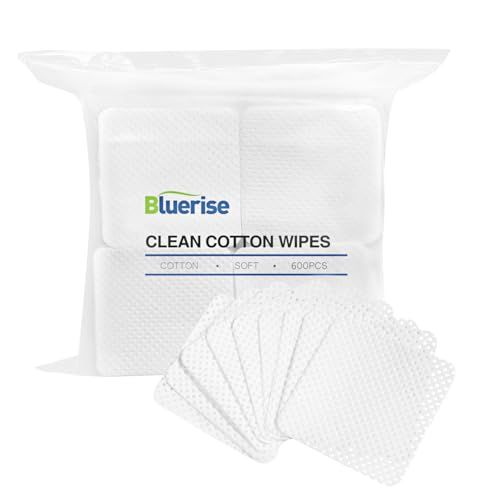 BLUERISE Lint Free Nail Wipes White 600pcs Nail Polish Remover Pads Soft Absorbable Eyelash Extension Glue Cleaning Wipes