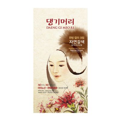 Daeng Gi Meo Ri - Korean Herbal Hair Dye Color Cream [Natural Brown] - PPD-Free Gray Coverage, Hair Protection, High-Keratin Formula, 5 Oz